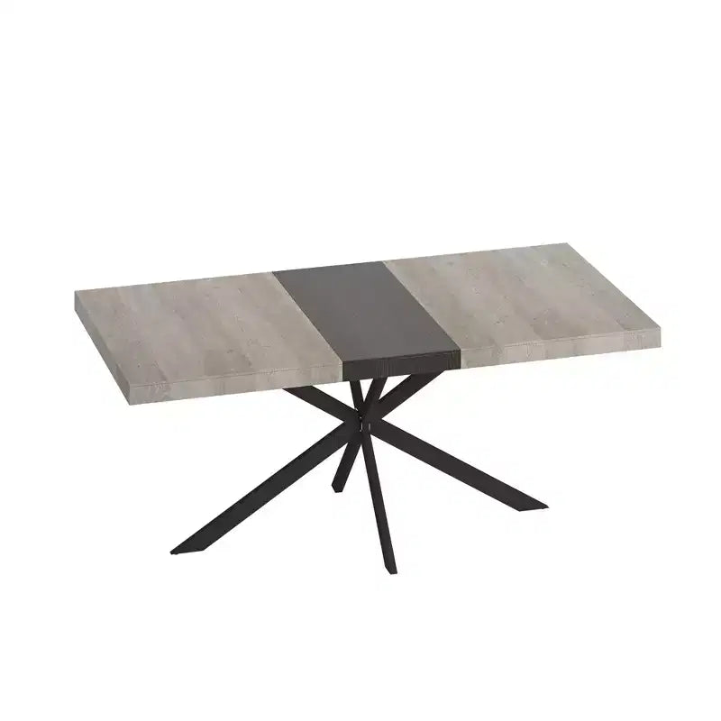 Okak 70IN Tavolo da Pranzo Rettangolare Allungabile Retrò, Tavolo Pieghevole con Base a Croce in Ferro Nero, Tavolo da Pranzo per Sala da Pranzo