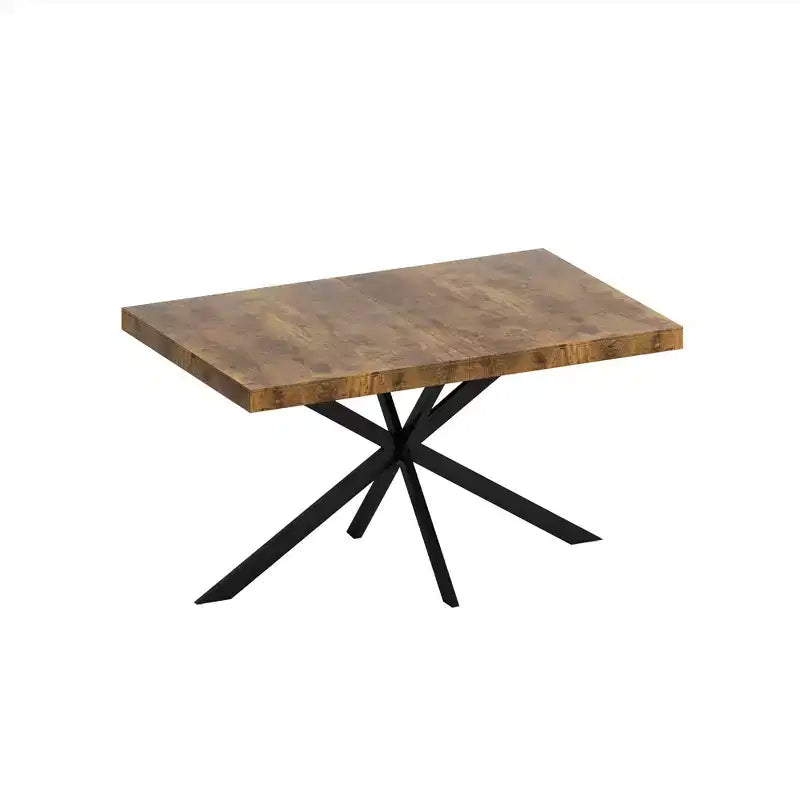 Okak 70IN Tavolo da Pranzo Rettangolare Allungabile Retrò, Tavolo Pieghevole con Base a Croce in Ferro Nero, Tavolo da Pranzo per Sala da Pranzo