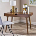 Okak 40IN Elegent Standing Desk with Large Drawers, Computer Desk with Wooden Legs, Home Office Desks for Workplace, Reading Room, Brown