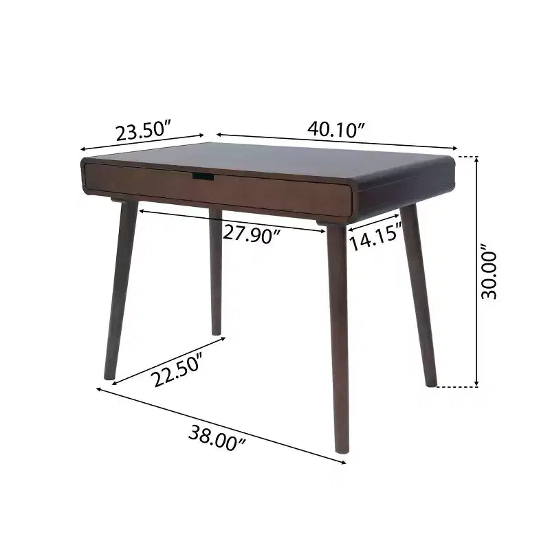 Okak 40IN Scrivania Elegante in Piedi con Grandi Cassetti, Scrivania per Computer con Gambe in Legno, Scrivania da Ufficio per Postazione di Lavoro, Sala Lettura, Marrone