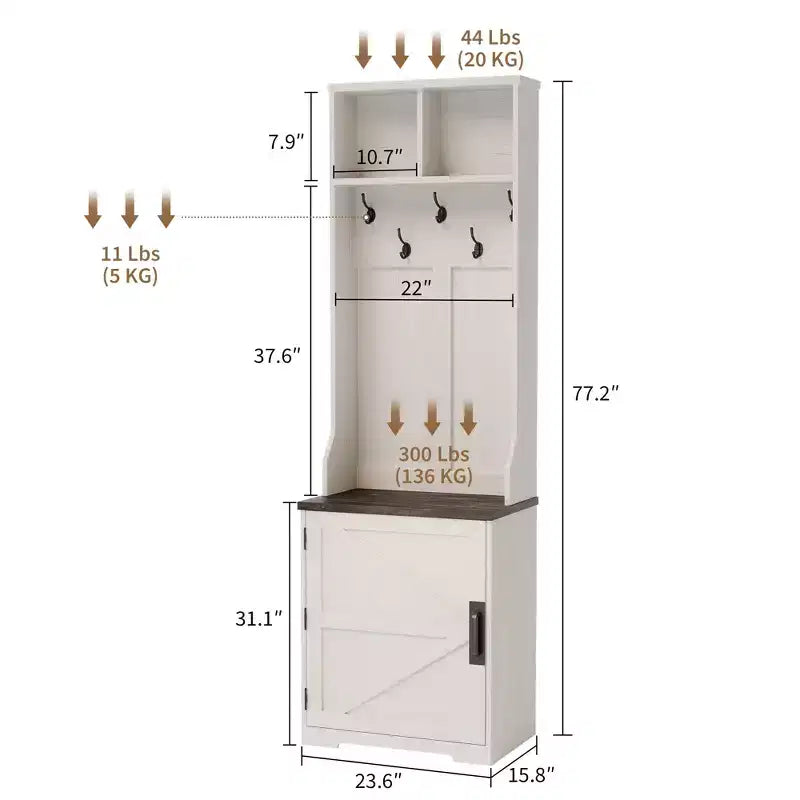 Armadio-Appendiabiti Alto con Scarpiera, Organizzatore da Ingresso Marrone Scuro da 195 cm con Appendiabiti