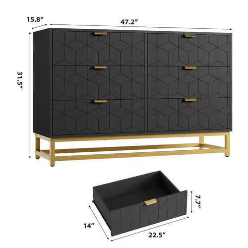 Commode à 6 tiroirs, commode de chambre moderne en bois avec tiroirs de rangement, meuble TV de style ferme pour salon, chambre à coucher, couloir