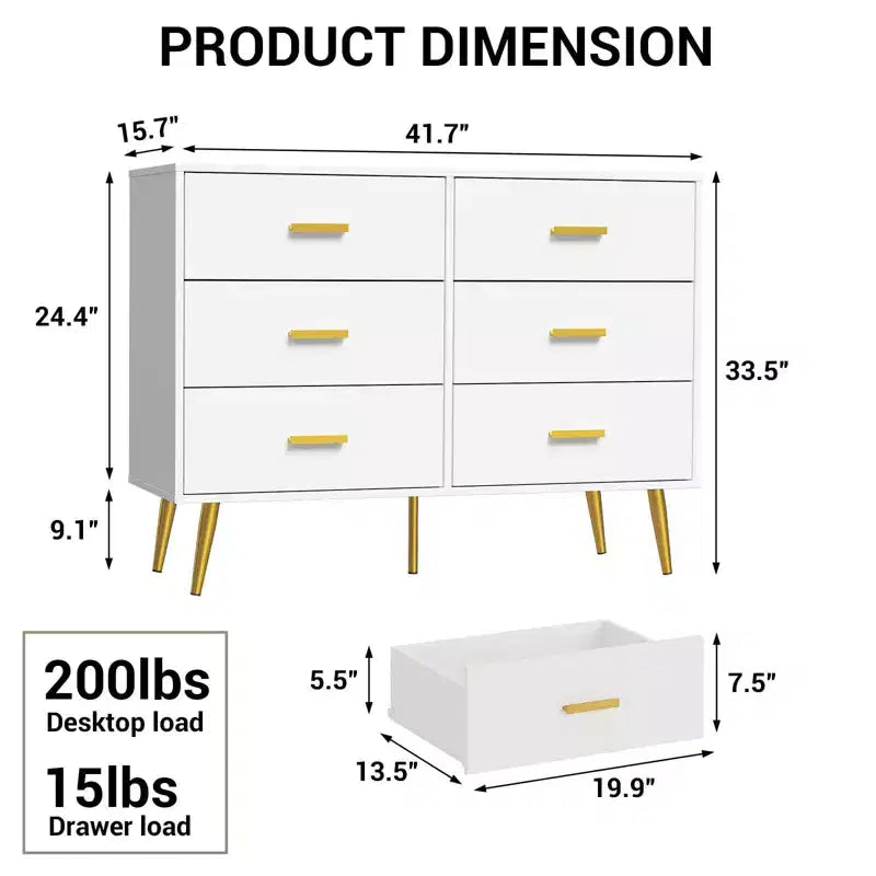 Consolle con 6 cassetti, cassettiera alta per camera da letto, torre di cassetti alta, unità organizer con cassetti portaoggetti