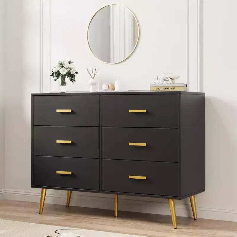 Console Table with 6-Drawer,Tall Dresser for Bedroom, Tall Chest of Drawers Tower, Storage Dresser Organizer Units