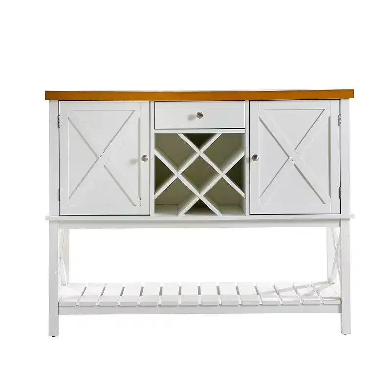 Mobile buffet da 47" per vino e caffè con portabottiglie e cassetto, mobile buffet da cucina in stile rustico con 2 ante e ripiano inferiore per sala da pranzo e soggiorno