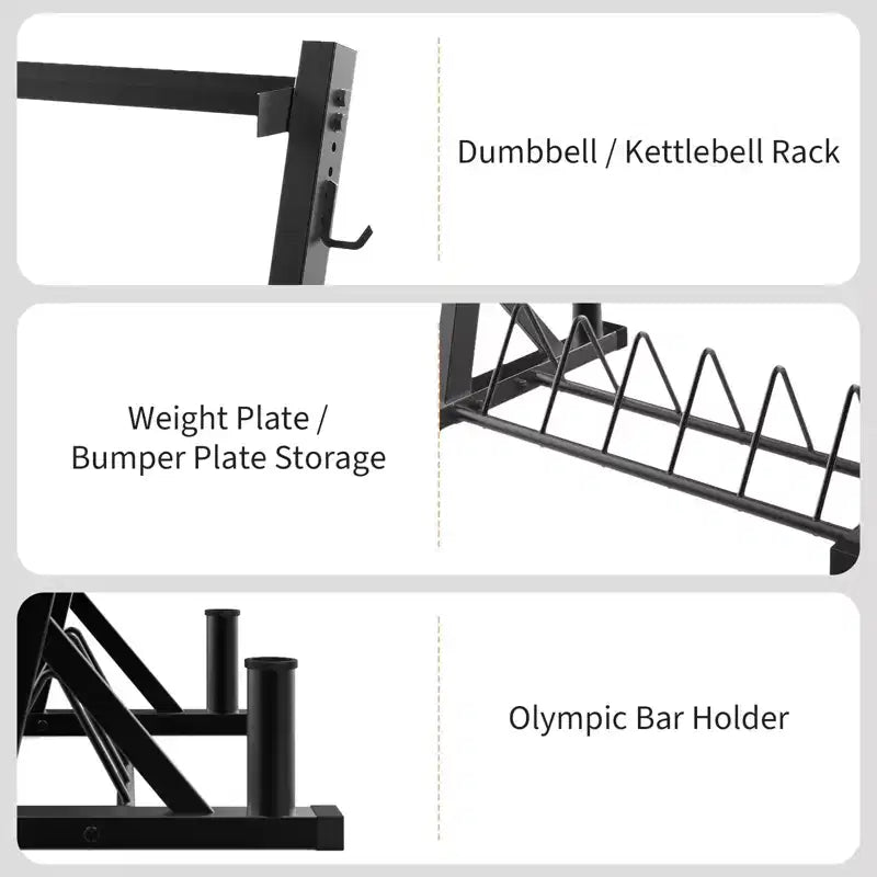 COZONY Scaffale Porta Bilancieri a 3 Livelli, Organizzatore in Acciaio Resistente con Capacità di 450 kg per Manubri e Kettlebell, Altezza Regolabile