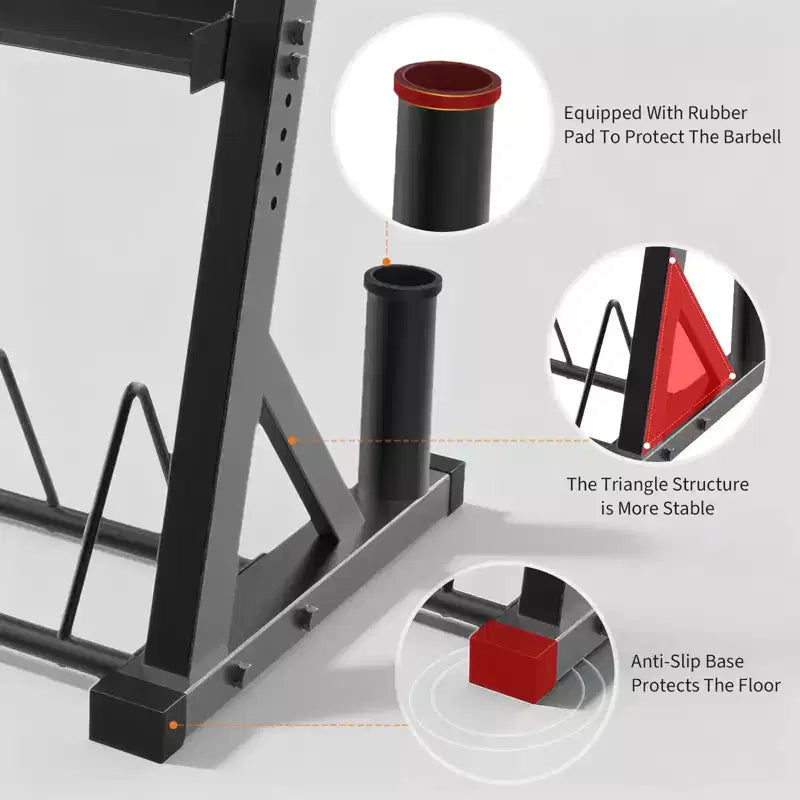 COZONY Scaffale Porta Bilancieri a 3 Livelli, Organizzatore in Acciaio Resistente con Capacità di 450 kg per Manubri e Kettlebell, Altezza Regolabile