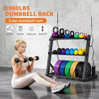 COZONY Scaffale Porta Bilancieri a 3 Livelli, Organizzatore in Acciaio Resistente con Capacità di 450 kg per Manubri e Kettlebell, Altezza Regolabile