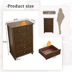 Comò alti in stile moderno Okak con cassetti scanalati, cassettiera per camera da letto, ingresso, organizer in legno con maniglia in metallo