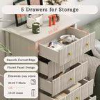 Comò alti in stile moderno Okak con cassetti scanalati, cassettiera per camera da letto, ingresso, organizer in legno con maniglia in metallo