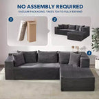 COZONY 106 Divano Sezionale Modulare Cloud con Seduta Profonda, Morbido Tessuto a Coste, Chaise Longue Sinistra, Design Senza Struttura Rigida