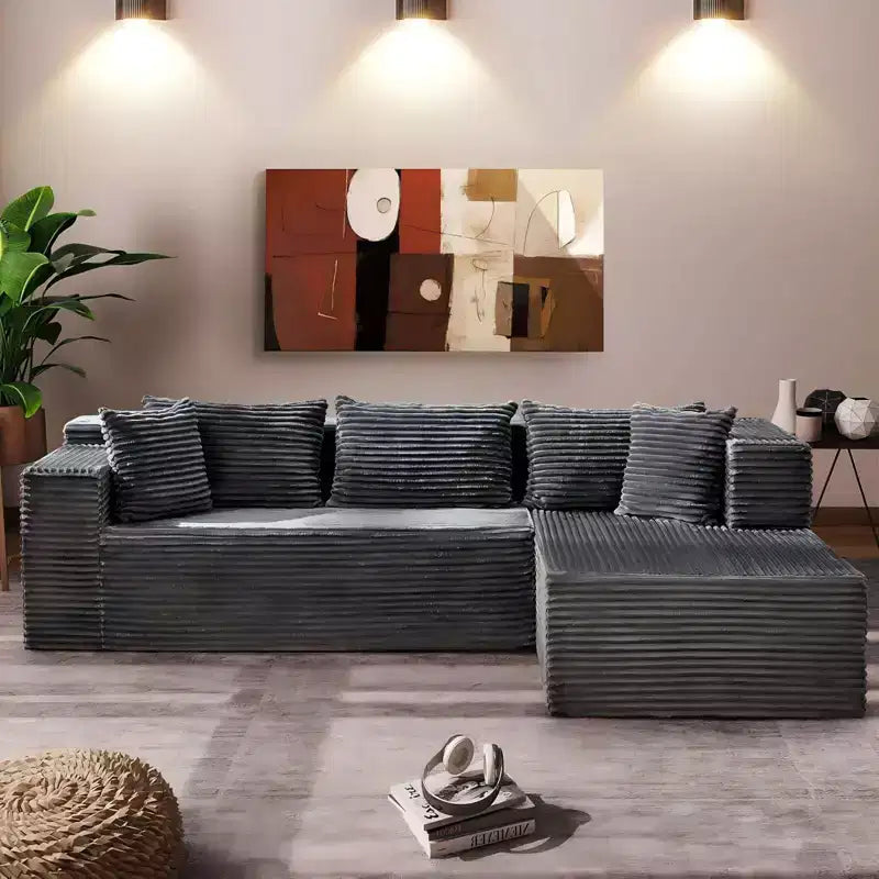 COZONY 106 Divano Sezionale Modulare Cloud con Seduta Profonda, Morbido Tessuto a Coste, Chaise Longue Sinistra, Design Senza Struttura Rigida