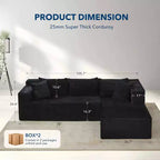 COZONY 106 Divano Sezionale Modulare Cloud con Seduta Profonda, Morbido Tessuto a Coste, Chaise Longue Sinistra, Design Senza Struttura Rigida