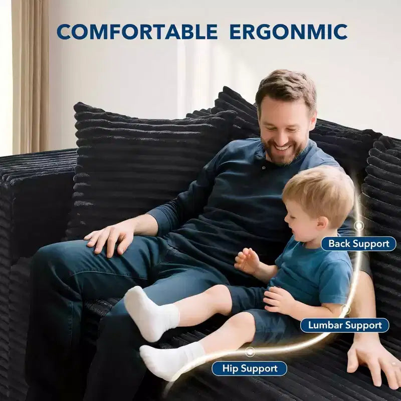 COZONY 106 Divano Sezionale Modulare Cloud con Seduta Profonda, Morbido Tessuto a Coste, Chaise Longue Sinistra, Design Senza Struttura Rigida