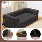 Divano Letto Convertibile in Velluto a Coste, Materasso Pieghevole con Struttura a Forma Fissa, Futon King Size a 3 Posti, Divano da Terra Senza Montaggio