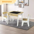 JOYMOR Tavolo e sedie per bambini 4-in-1, con piano da costruzione, lavagna e lavagna magnetica, in legno con contenitore, naturale