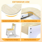 JOYMOR Tavolo e sedie per bambini 4-in-1, con piano da costruzione, lavagna e lavagna magnetica, in legno con contenitore, naturale