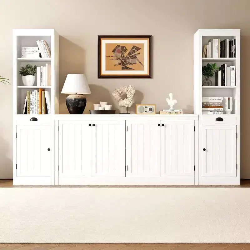 Mobile credenza a 4 ante, buffet contenitore moderno per sala da pranzo, soggiorno e ufficio, ampio spazio di archiviazione