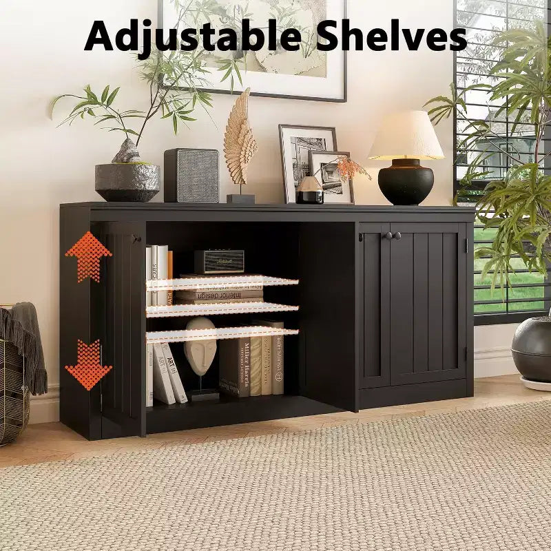 Mobile credenza a 4 ante, buffet contenitore moderno per sala da pranzo, soggiorno e ufficio, ampio spazio di archiviazione