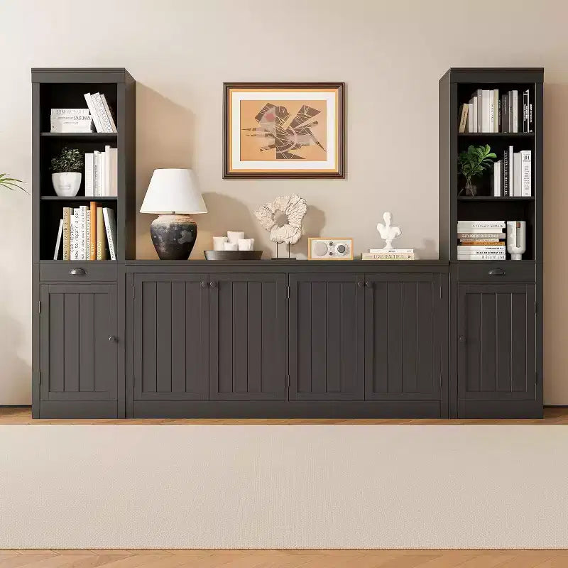 Mobile credenza a 4 ante, buffet contenitore moderno per sala da pranzo, soggiorno e ufficio, ampio spazio di archiviazione
