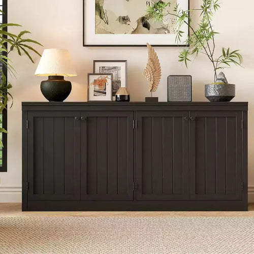 4-Door Sideboard Cabinet, Modern Storage Buffet for Dining Room, Living Room and Office Use, Ample Storage Space