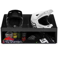 Dual Helmet Storage Cabinet, Wall-Mounted Aluminum Helmet Organizer with Gear Hooks