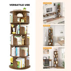Libreria girevole Besiost, scaffale angolare a 360° per piccoli spazi - marrone