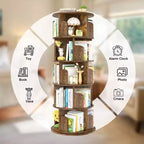 Libreria girevole Besiost, scaffale angolare a 360° per piccoli spazi - marrone