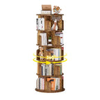 Libreria girevole Besiost, scaffale angolare a 360° per piccoli spazi - marrone