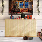 66.3 Credenza a buffet scanalata con contenitore, mobile credenza largo con 4 ante e ripiani regolabili, per cucina, ingresso, soggiorno