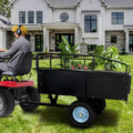 Heavy Duty 750LB Steel Dump Cart, 15 Cu Ft Utility Garden Trailer with Removable Gate & 16 Tires, Tow Behind Tractor or Lawn Mower