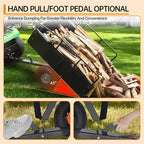 Carrello Ribaltabile in Acciaio Super Resistente da 750 libbre, Rimorchio da Giardino Utilitario da 15 piedi cubi con Sponda Rimovibile e Ruote da 16 pollici, Trainabile con Trattore o Rasaerba