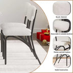 Set di 4 sedie da pranzo in Bouclé, sedie da cucina moderne con gambe in metallo ad arco, capacità 136 kg per sala da pranzo e soggiorno