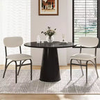 Set di 4 sedie da pranzo in Bouclé, sedie da cucina moderne con gambe in metallo ad arco, capacità 136 kg per sala da pranzo e soggiorno