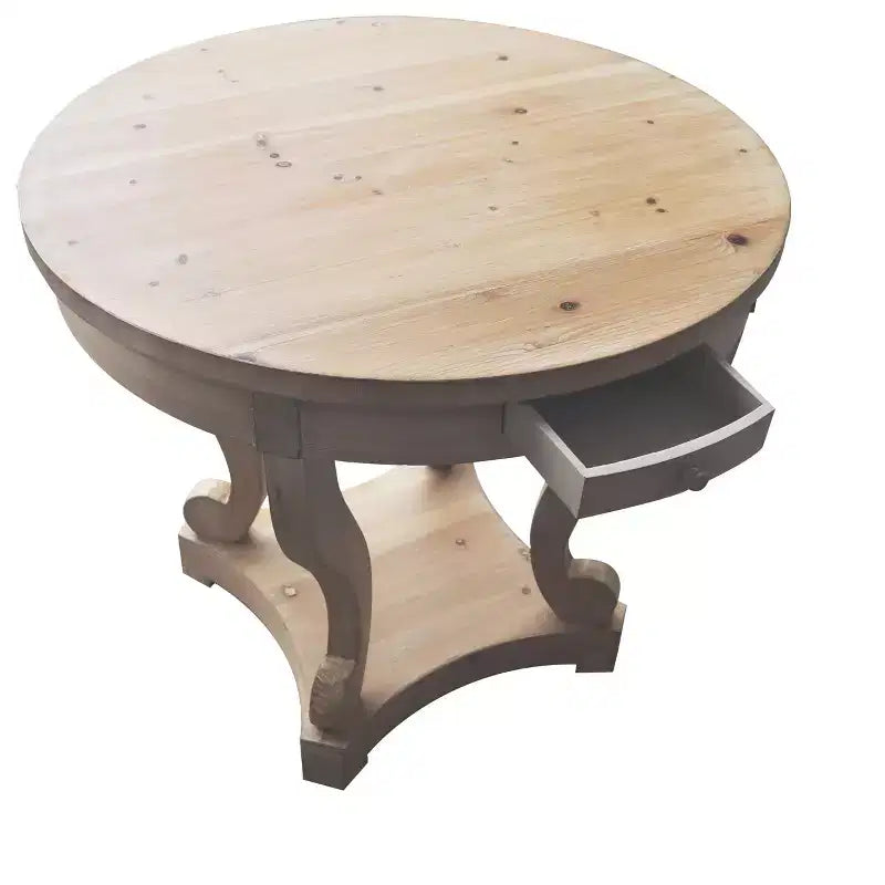 Okak 55IN Tavolo da pranzo rotondo vintage per 6 persone, tavolo da cucina con piano spesso, tavolo da pranzo per sala da pranzo, soggiorno