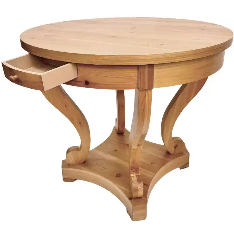 Okak 55IN Tavolo da pranzo rotondo vintage per 6 persone, tavolo da cucina con piano spesso, tavolo da pranzo per sala da pranzo, soggiorno