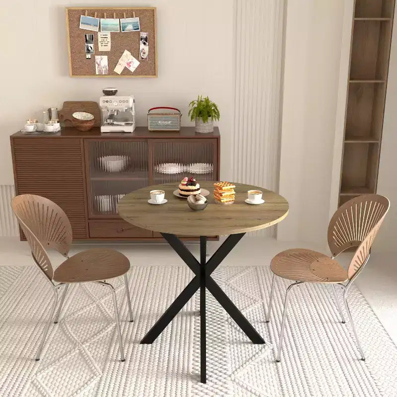 Okak 31.5IN Tavolo da pranzo rotondo moderno per 2-4 persone, tavolo da cucina con gambe in metallo, tavolo rotondo per sala da pranzo, soggiorno