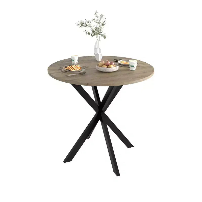 Okak 31.5IN Tavolo da pranzo rotondo moderno per 2-4 persone, tavolo da cucina con gambe in metallo, tavolo rotondo per sala da pranzo, soggiorno
