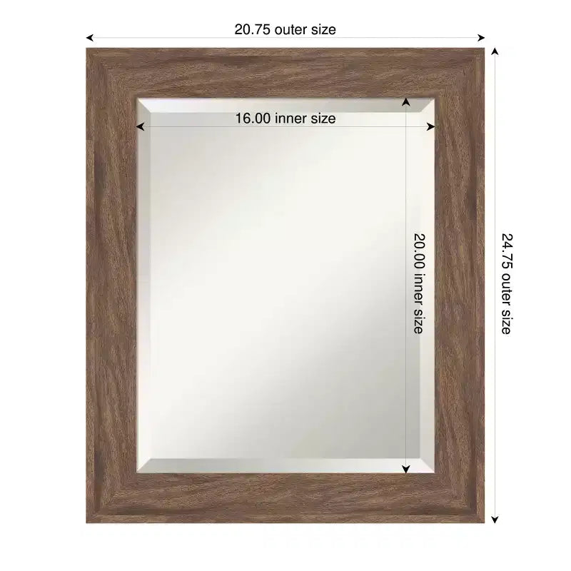Specchio da parete per bagno Amanti Art Pia con cornice smussata, marrone medio