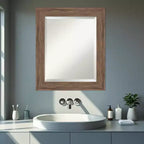 Specchio da parete per bagno Amanti Art Pia con cornice smussata, marrone medio