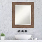 Specchio da parete per bagno Amanti Art Pia con cornice smussata, marrone medio