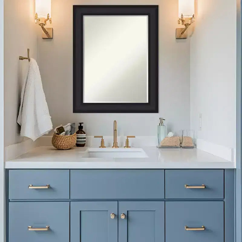 Specchio da parete per bagno Amanti Art Oliver con cornice in legno a mezzo bisello