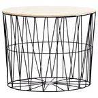 vidaXL - Set 4 Tavolini da Caffè Stile Vintage, Struttura in Metallo Nero con Piano in Legno Massello, Tavolini Nestabili Salvaspazio, Convertibili in Cestini Contenitori