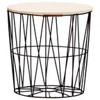 vidaXL - Set 4 Tavolini da Caffè Stile Vintage, Struttura in Metallo Nero con Piano in Legno Massello, Tavolini Nestabili Salvaspazio, Convertibili in Cestini Contenitori