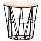 vidaXL - Set 4 Tavolini da Caffè Stile Vintage, Struttura in Metallo Nero con Piano in Legno Massello, Tavolini Nestabili Salvaspazio, Convertibili in Cestini Contenitori
