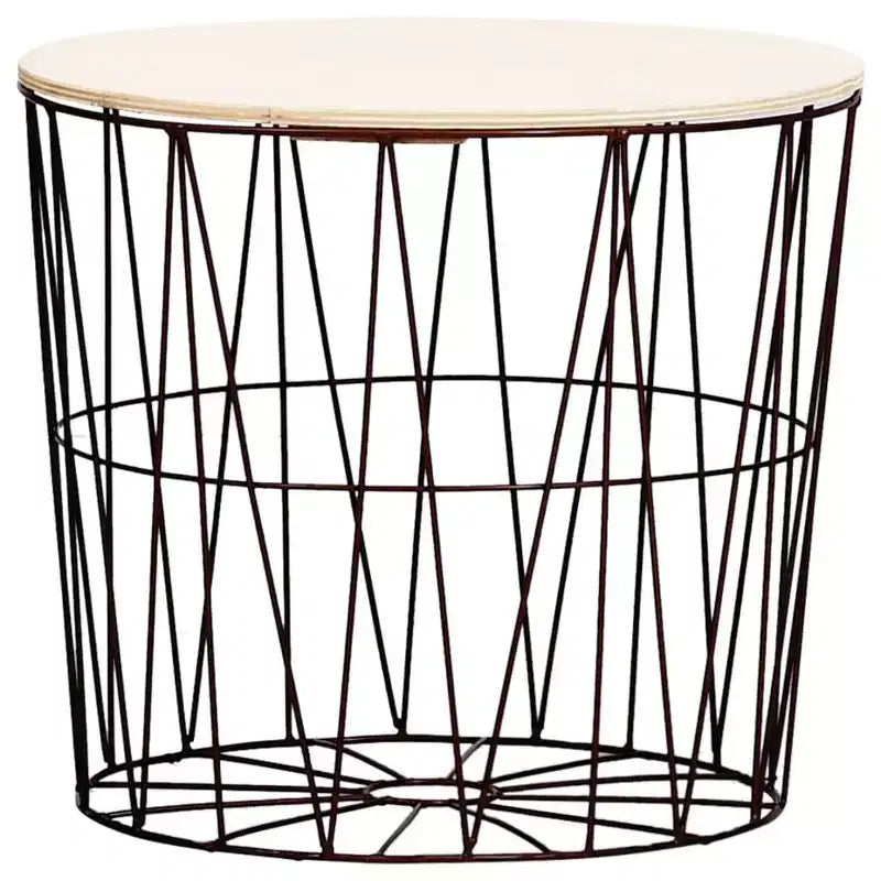 vidaXL - Set 4 Tavolini da Caffè Stile Vintage, Struttura in Metallo Nero con Piano in Legno Massello, Tavolini Nestabili Salvaspazio, Convertibili in Cestini Contenitori