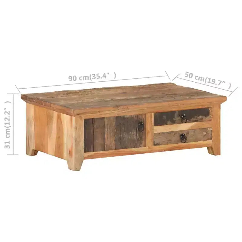 vidaXL Tavolino da caffè legno massello di recupero e legno massello di acacia, Colore naturale