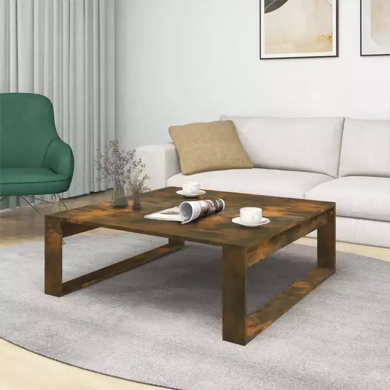 vidaXL Tavolino Rettangolare Rovere Affumicato - Tavolino Moderno in Legno Ingegnerizzato per Soggiorno/Salotto - 100x100x35 cm