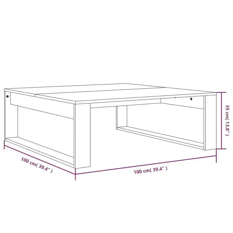 vidaXL Tavolino Rettangolare Rovere Affumicato - Tavolino Moderno in Legno Ingegnerizzato per Soggiorno/Salotto - 100x100x35 cm