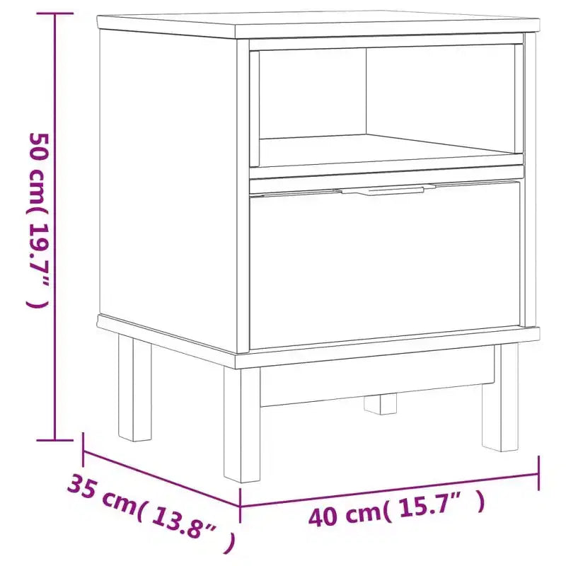 vidaXL Comodino FLAM 40x35x50 cm Legno massello di pino